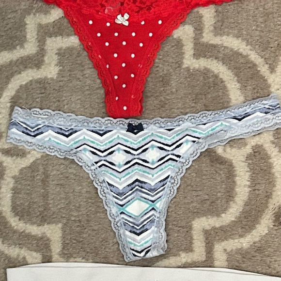 Aerie & La Senza Red, Blue, and Black Lace Thong Panties Set - Picture 3 of 5